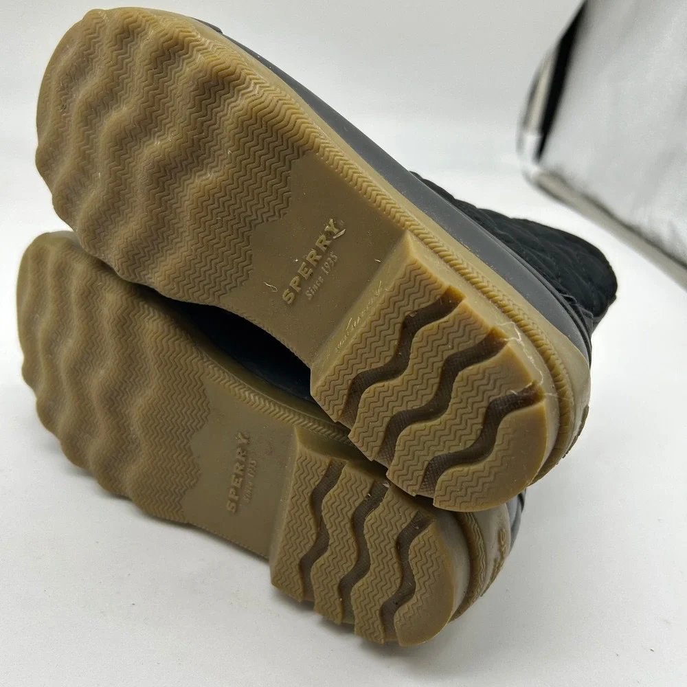 Sperry Port Boot Black Pink‎ Quilted Duck Boots Girl's Size 13M